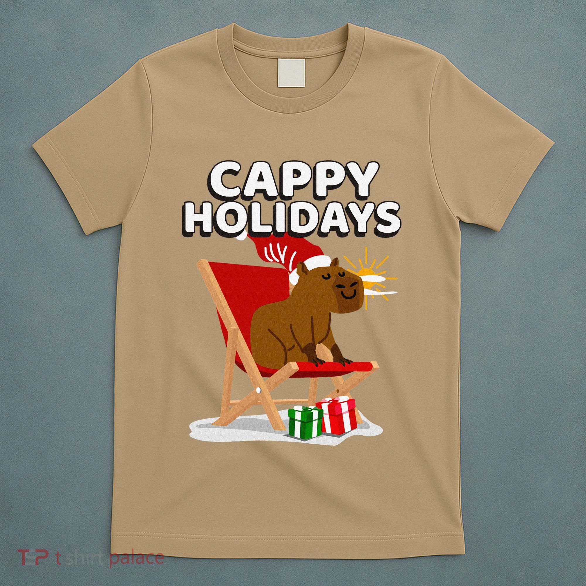 Cappy Holidays Christmas Capybara Funny Capybara Christmas T-Shirt