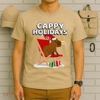 Cappy Holidays Christmas Capybara Funny Capybara Christmas T-Shirt thumb 6