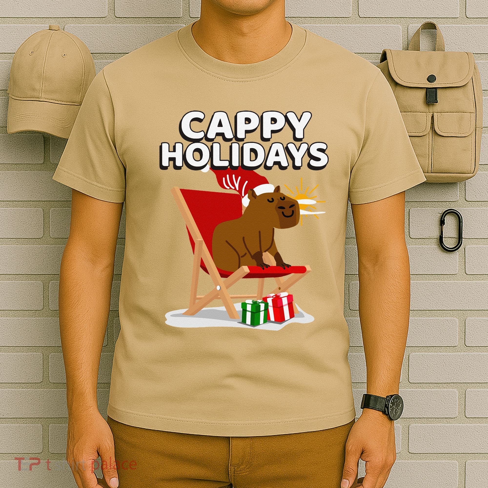 Cappy Holidays Christmas Capybara Funny Capybara Christmas T-Shirt