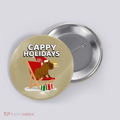 Cappy Holidays Christmas Capybara Funny Capybara Christmas Button