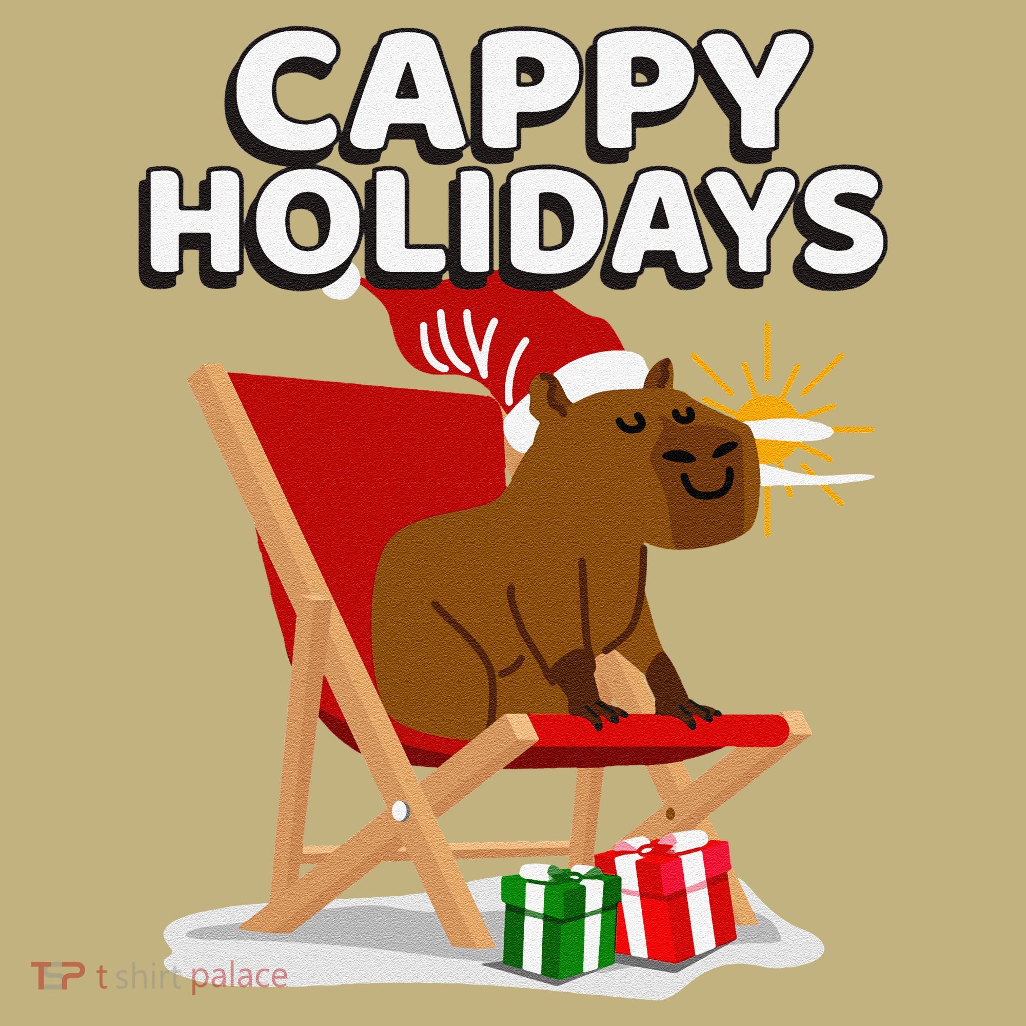 Cappy Holidays Christmas Capybara Funny Capybara Christmas Button