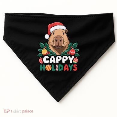 Cappy Holidays Capybara Christmas USA-Made Doggie Bandana