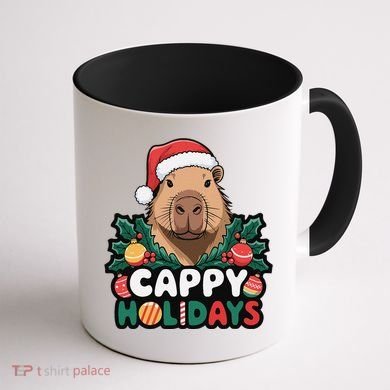 Cappy Holidays Capybara Christmas Coffee Mug back
