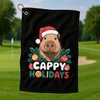Cappy Holidays Capybara Christmas Golf Towel thumb 1
