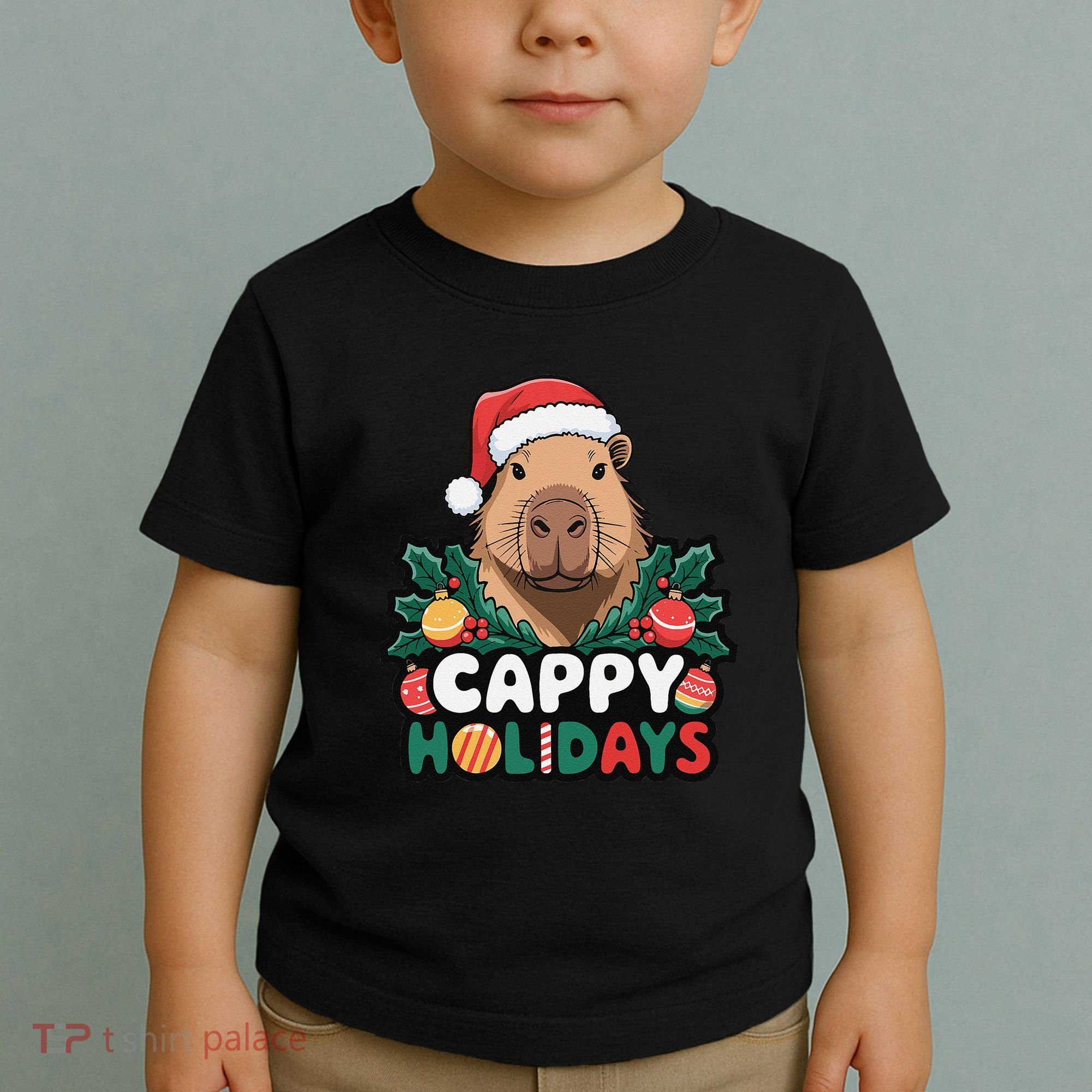 Cappy Holidays Capybara Christmas Toddler T-Shirt