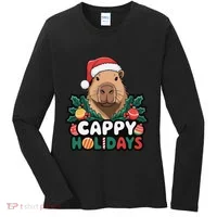 Cappy Holidays Capybara Christmas Women's Long Sleeve Shirt thumb 0