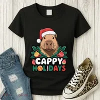 Cappy Holidays Capybara Christmas Women's T-Shirt thumb 3