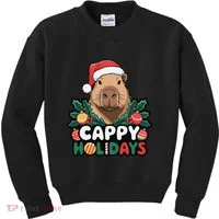 Cappy Holidays Capybara Christmas Kids Sweatshirt thumb 0