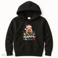 Cappy Holidays Capybara Christmas Kids Hoodie thumb 0