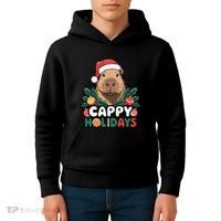 Cappy Holidays Capybara Christmas Kids Hoodie thumb 4