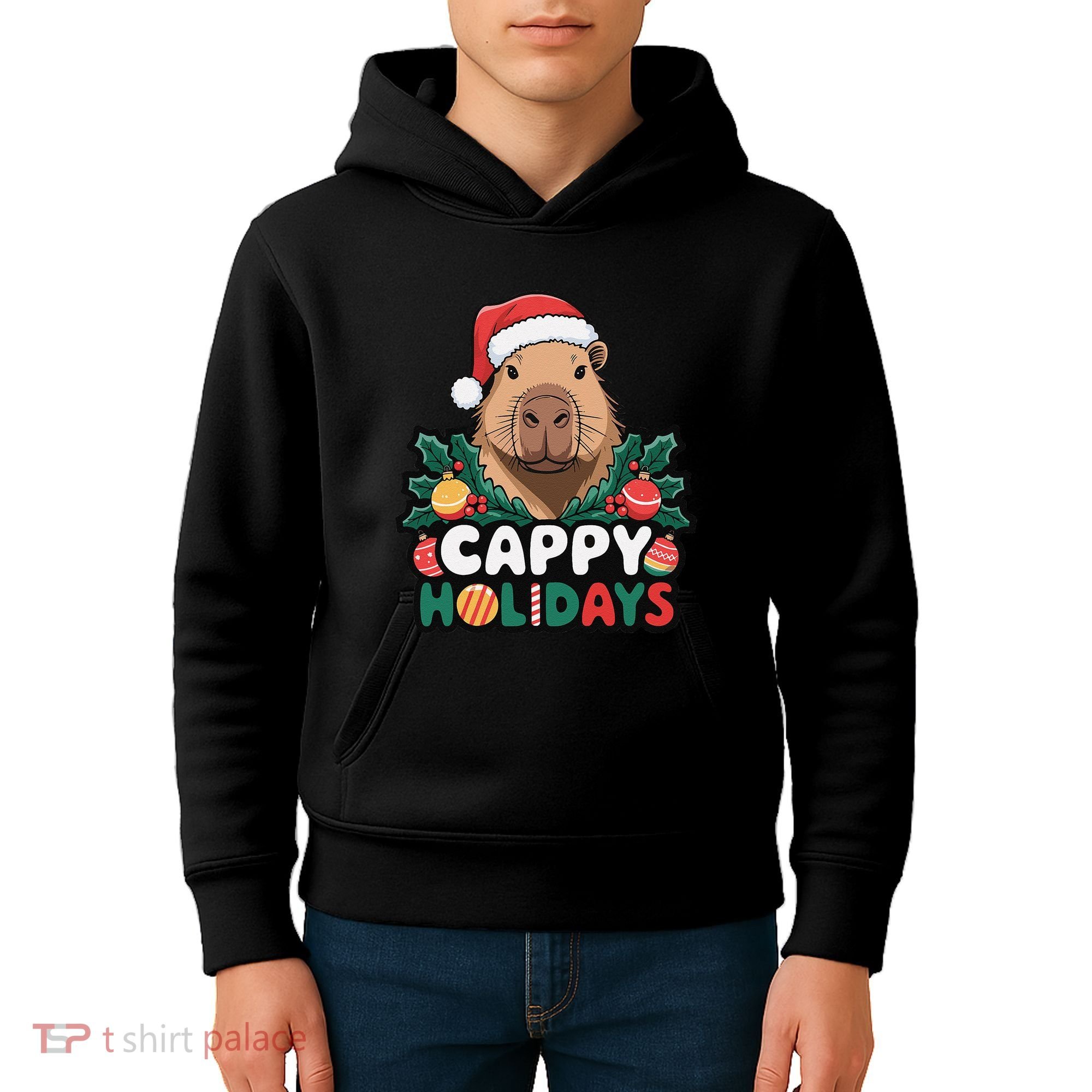 Cappy Holidays Capybara Christmas Kids Hoodie