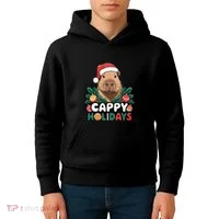 Cappy Holidays Capybara Christmas Kids Hoodie thumb 4
