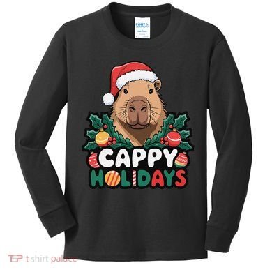 Cappy Holidays Capybara Christmas Kids Long Sleeve Shirt