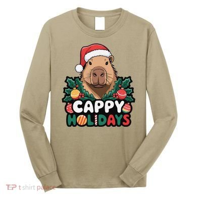 Cappy Holidays Capybara Christmas Long Sleeve Shirt