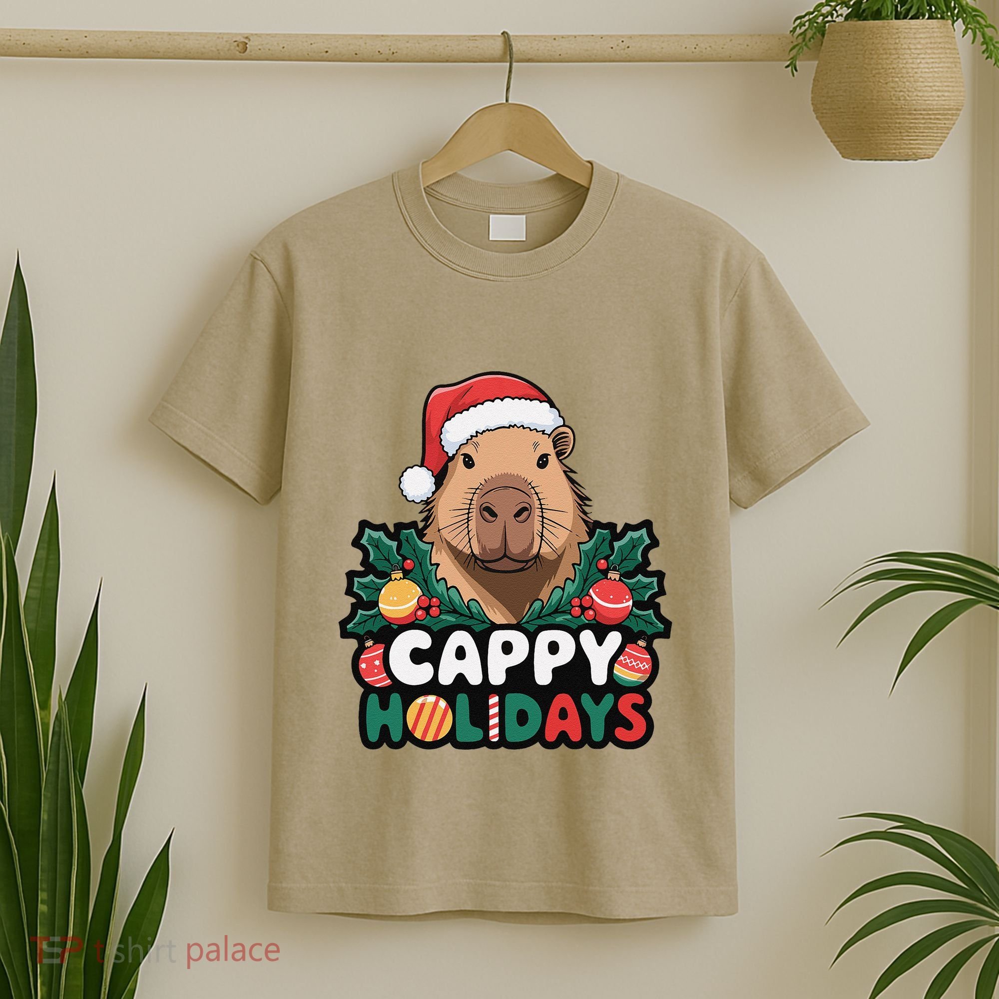 Cappy Holidays Capybara Christmas T-Shirt