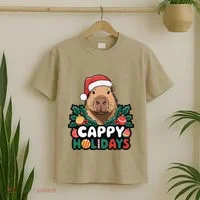 Cappy Holidays Capybara Christmas T-Shirt thumb 2