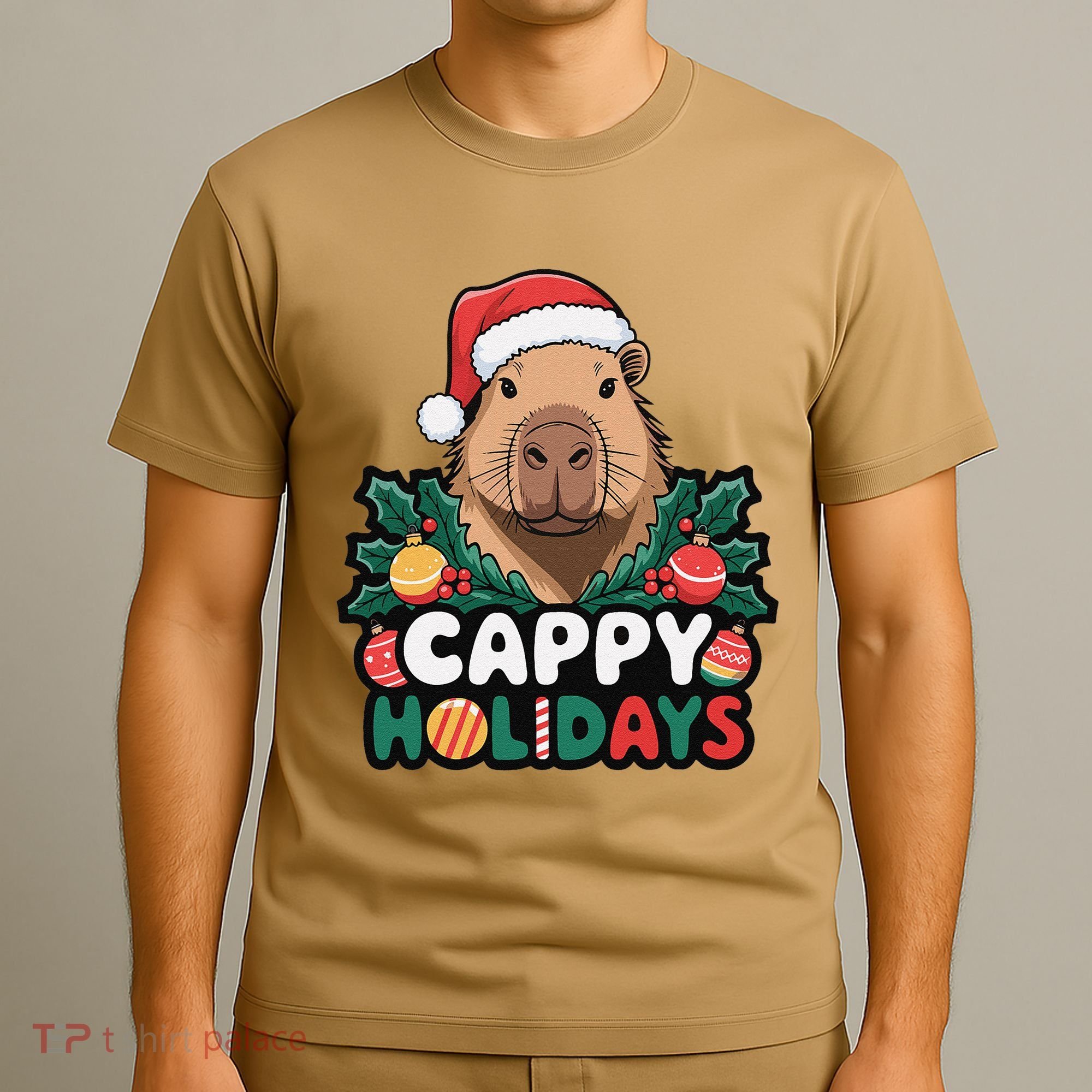 Cappy Holidays Capybara Christmas T-Shirt