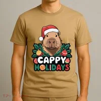 Cappy Holidays Capybara Christmas T-Shirt thumb 3