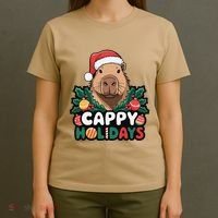 Cappy Holidays Capybara Christmas T-Shirt thumb 4