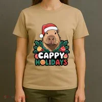 Cappy Holidays Capybara Christmas T-Shirt thumb 4
