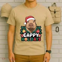 Cappy Holidays Capybara Christmas T-Shirt thumb 6