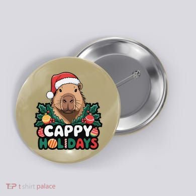 Cappy Holidays Capybara Christmas Button