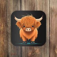 Cute Highland Cattle Cow Funny Highland Cow Coaster thumb 0