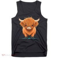 Cute Highland Cattle Cow Funny Highland Cow Tank Top thumb 0