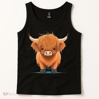 Cute Highland Cattle Cow Funny Highland Cow Tank Top thumb 2