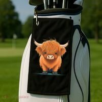 Cute Highland Cattle Cow Funny Highland Cow Golf Towel thumb 2