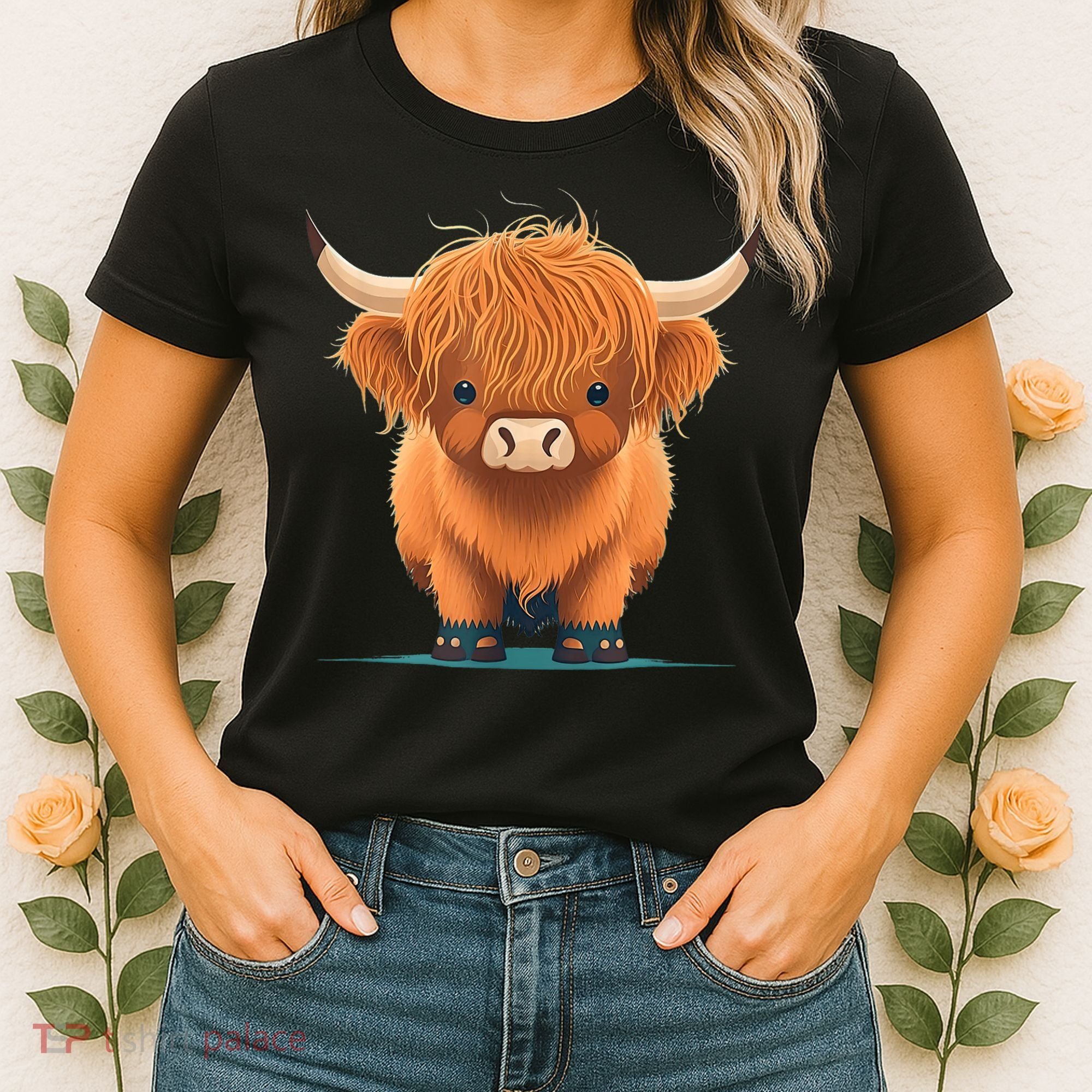Cute Highland Cattle Cow Funny Highland Cow Women's T-Shirt