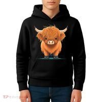 Cute Highland Cattle Cow Funny Highland Cow Kids Hoodie thumb 4