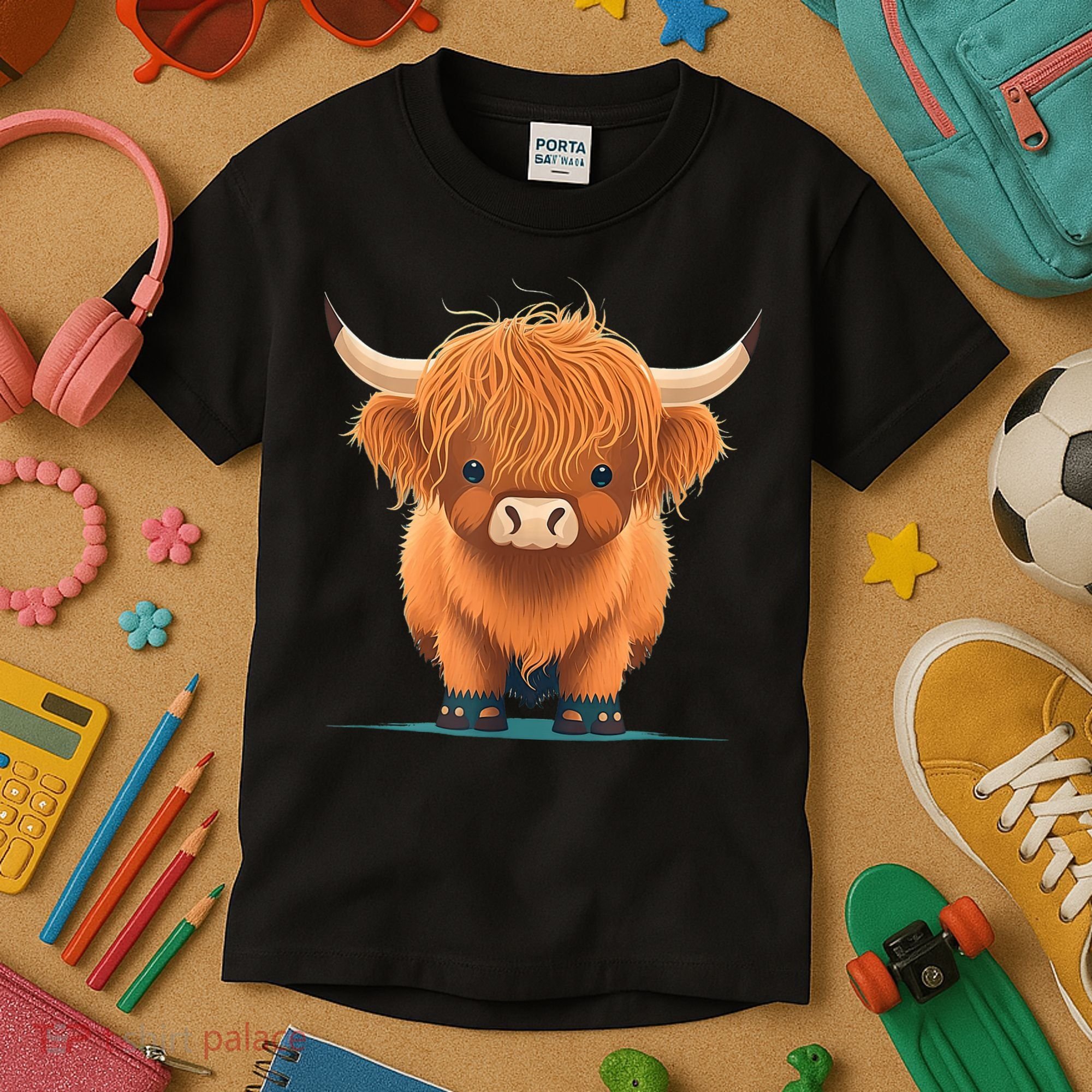 Cute Highland Cattle Cow Funny Highland Cow Kids T-Shirt