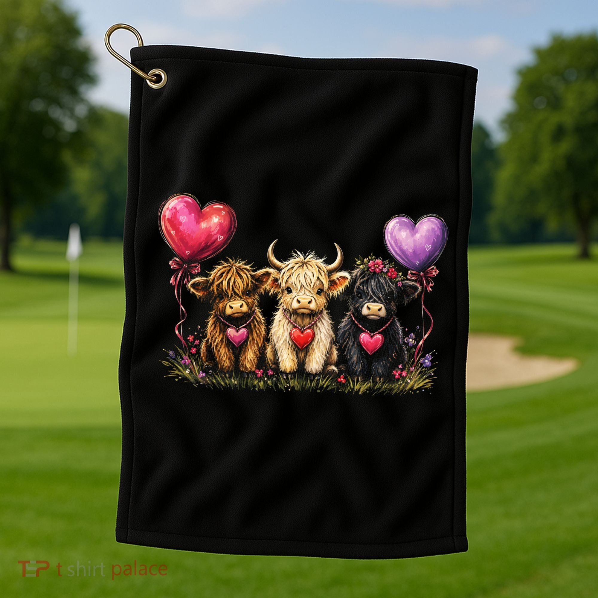 Cute Highland Cows Golf Towel