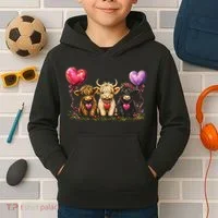 Cute Highland Cows Kids Hoodie thumb 2