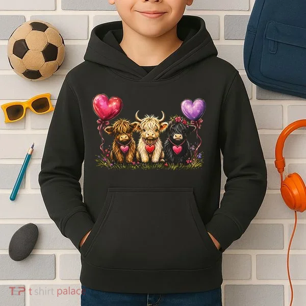 Cute Highland Cows Kids Hoodie