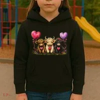 Cute Highland Cows Kids Hoodie thumb 3