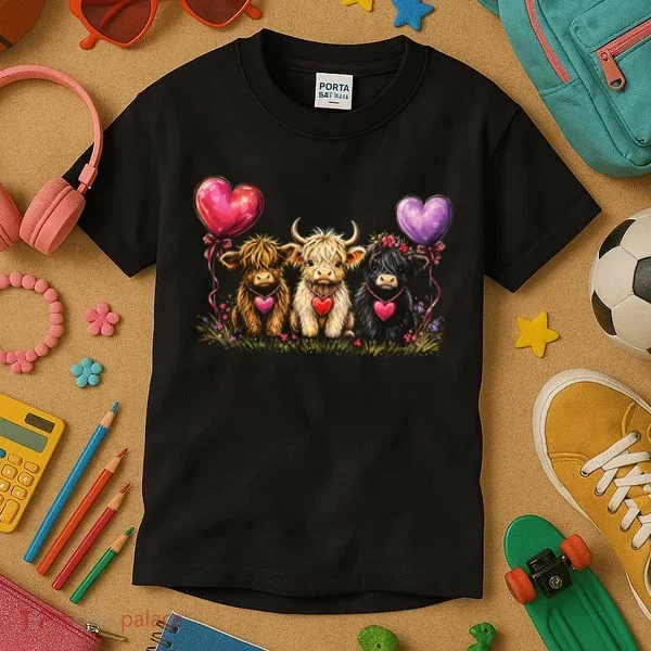 Cute Highland Cows Kids T-Shirt
