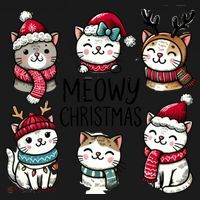 Cute Holiday Cat Lovers Christmas Meowy Christmas Cats Coaster thumb 2