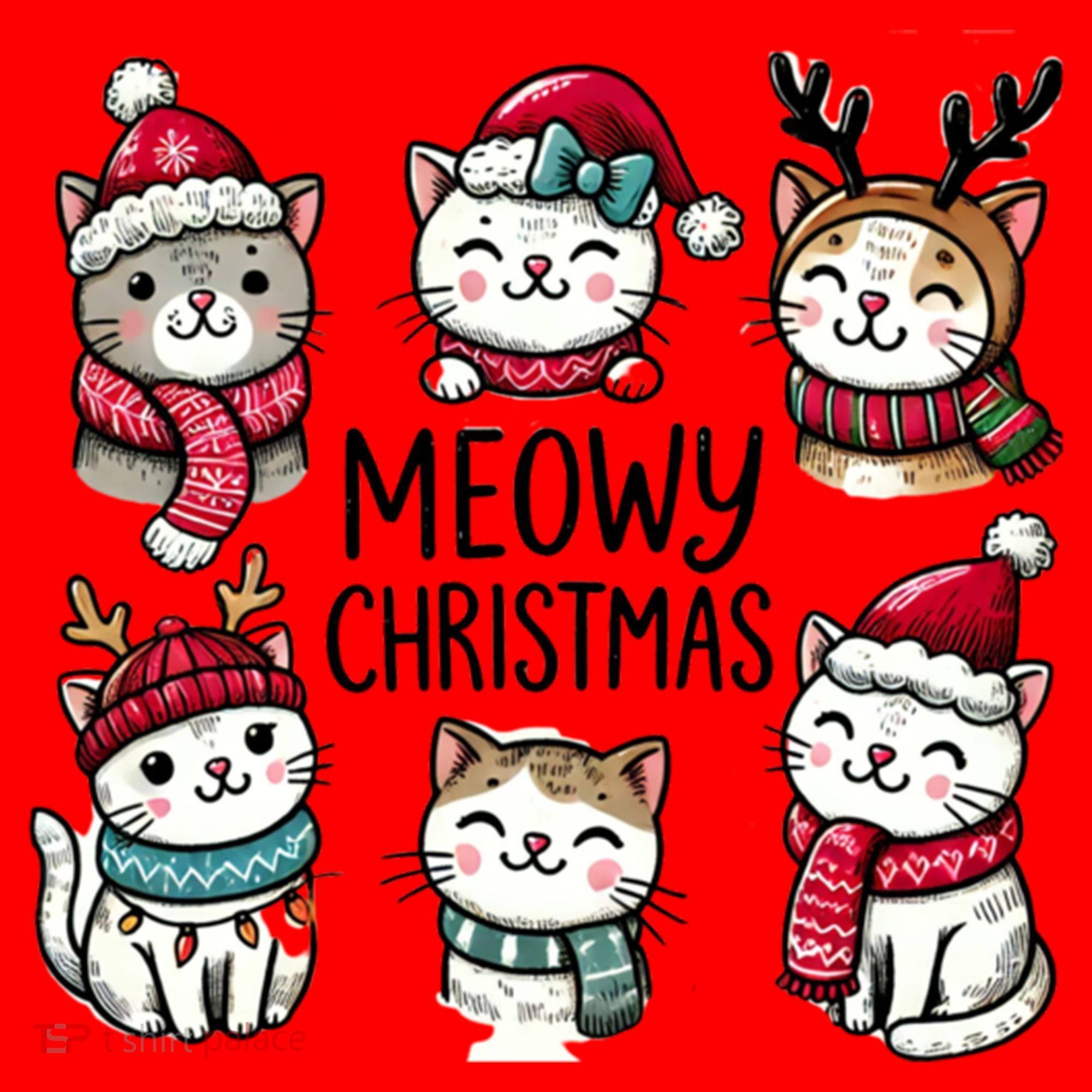 Cute Holiday Cat Lovers Christmas Meowy Christmas Cats Santa Hat