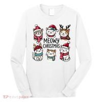 Cute Holiday Cat Lovers Christmas Meowy Christmas Cats Long Sleeve Shirt thumb 0