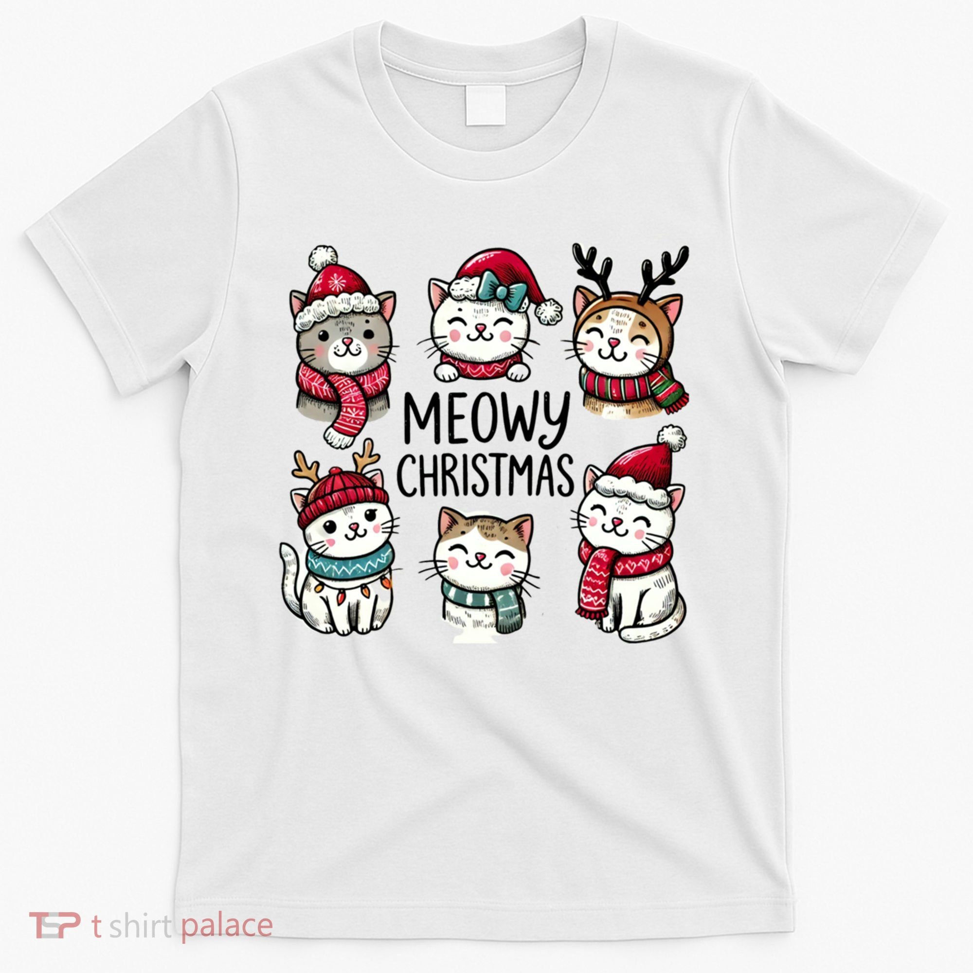 Cute Holiday Cat Lovers Christmas Meowy Christmas Cats T-Shirt