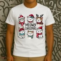 Cute Holiday Cat Lovers Christmas Meowy Christmas Cats T-Shirt thumb 3