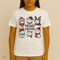 Cute Holiday Cat Lovers Christmas Meowy Christmas Cats T-Shirt thumb 4
