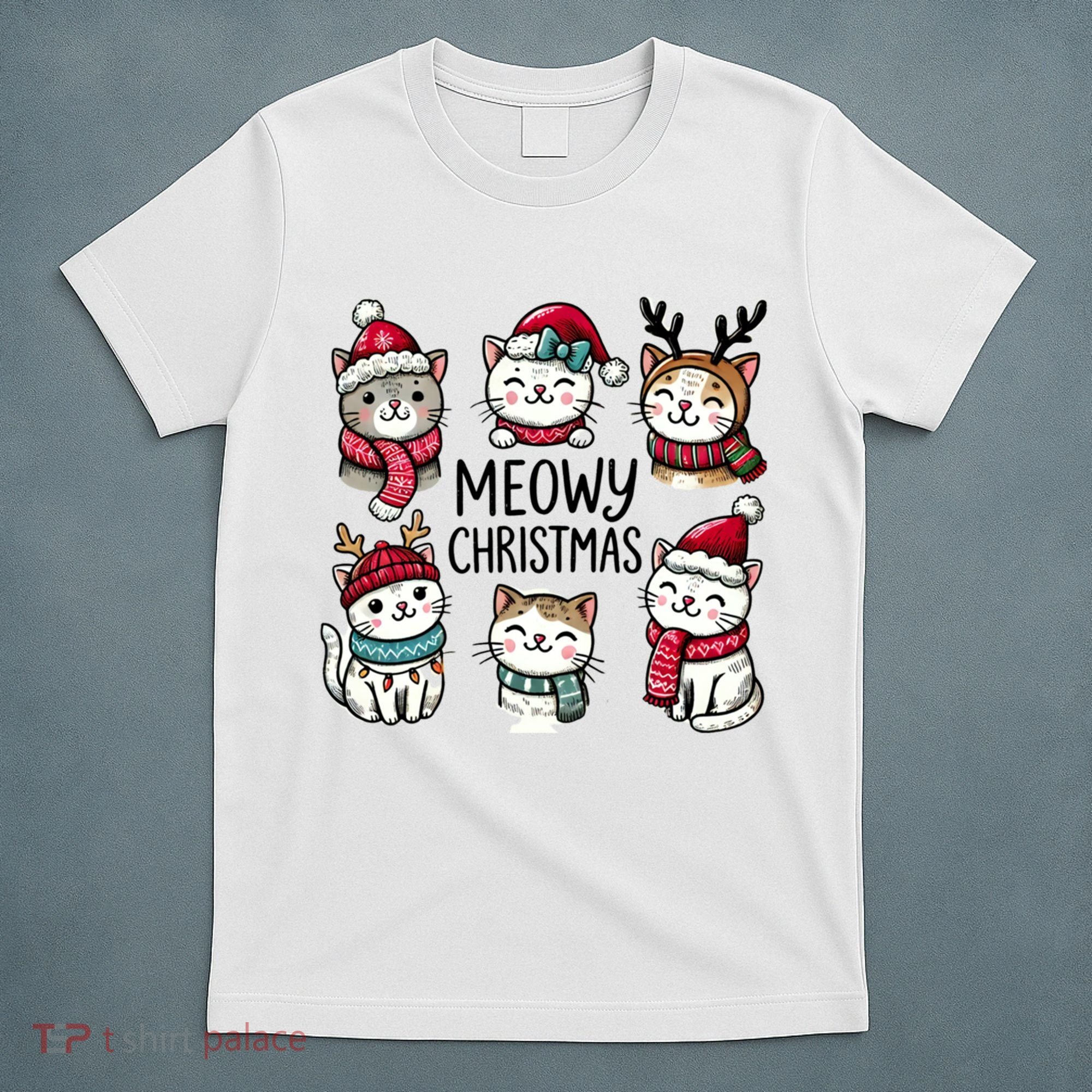 Cute Holiday Cat Lovers Christmas Meowy Christmas Cats T-Shirt