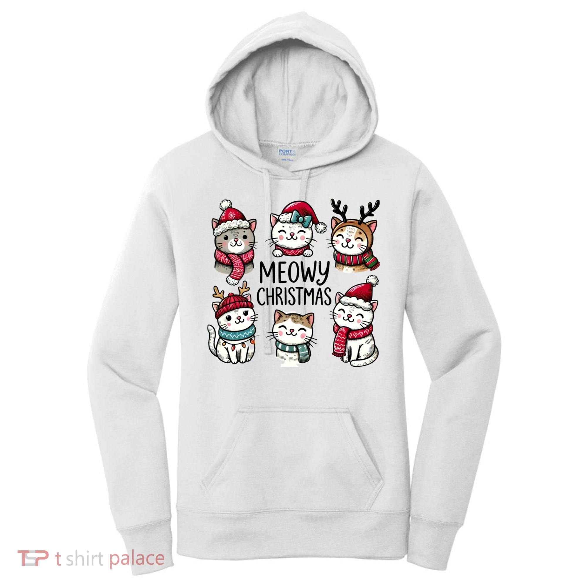 Cute Holiday Cat Lovers Christmas Meowy Christmas Cats Women's Hoodie