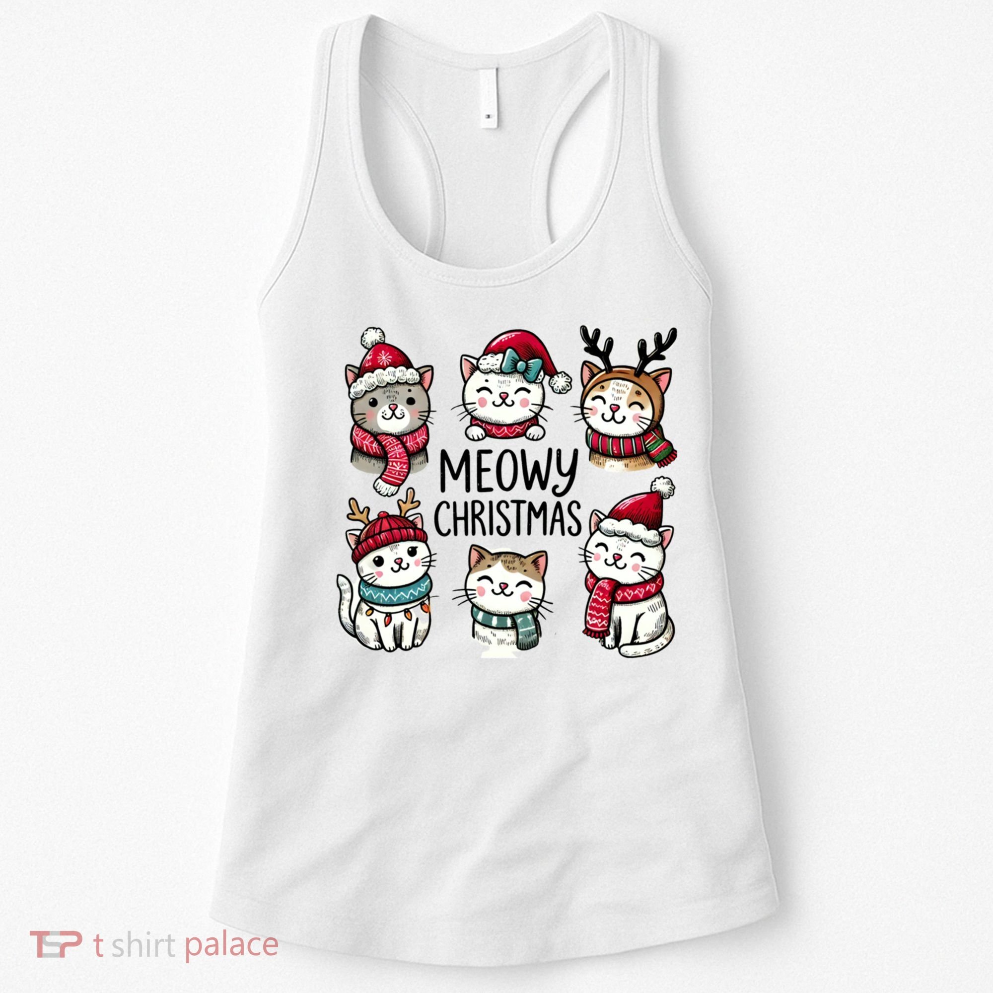 Cute Holiday Cat Lovers Christmas Meowy Christmas Cats Women's Tank Top