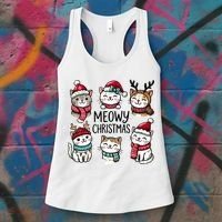Cute Holiday Cat Lovers Christmas Meowy Christmas Cats Women's Tank Top thumb 3