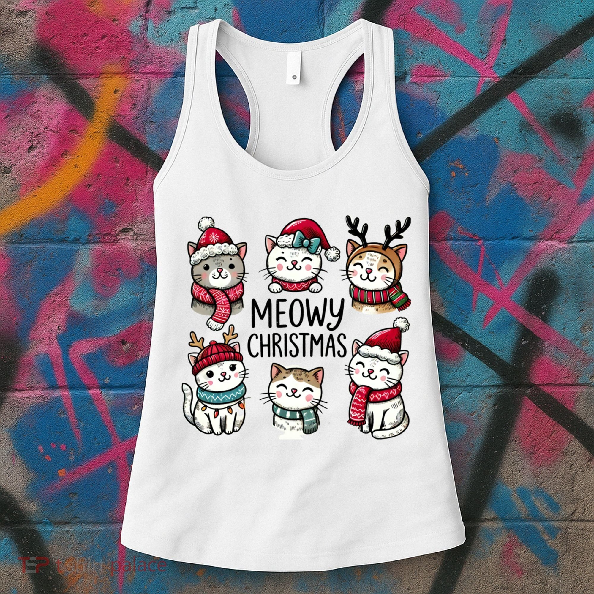 Cute Holiday Cat Lovers Christmas Meowy Christmas Cats Women's Tank Top