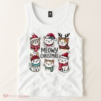 Cute Holiday Cat Lovers Christmas Meowy Christmas Cats Tank Top thumb 2